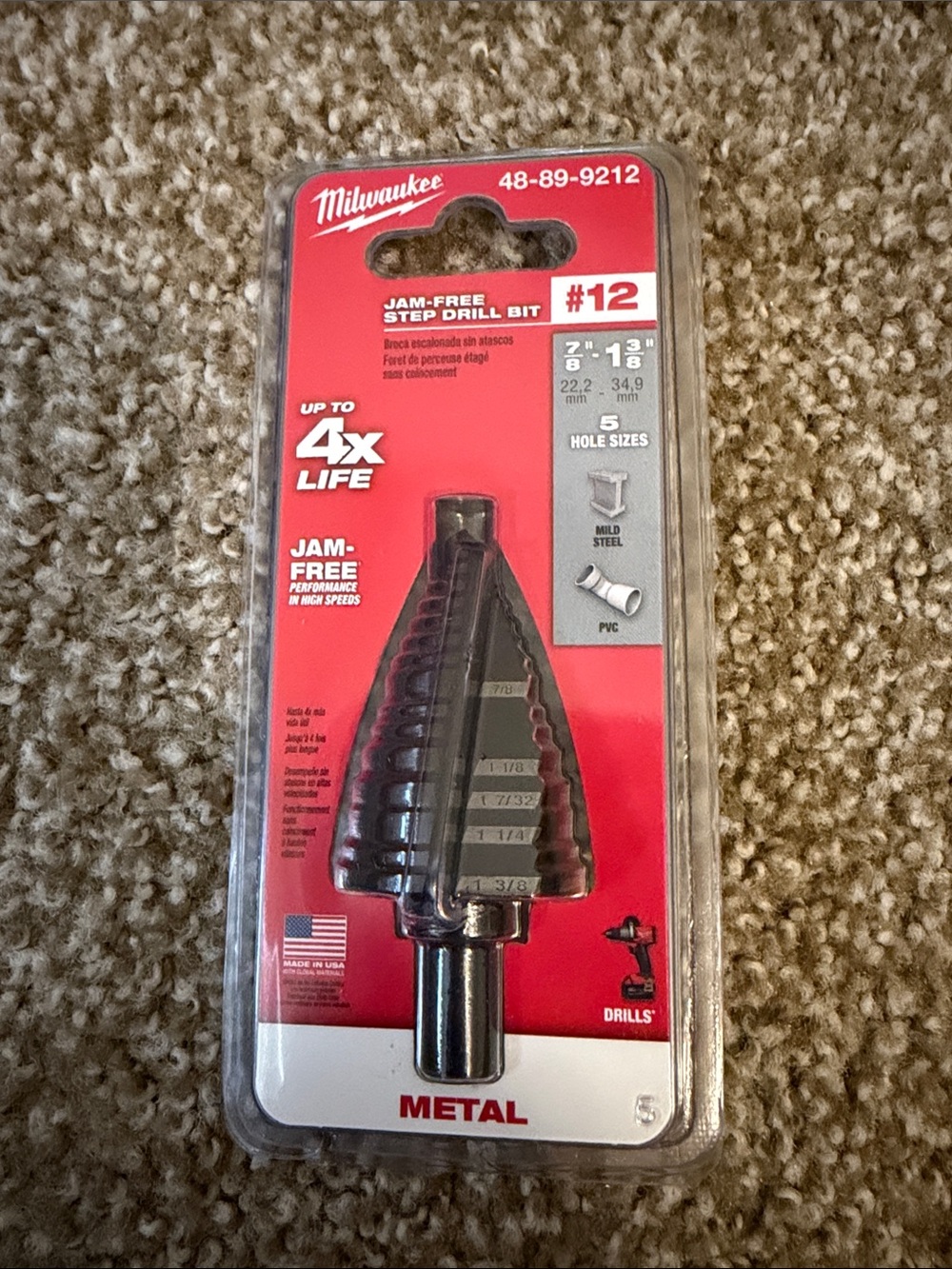 Milwaukee Jam Free Step Drill Bit - #12